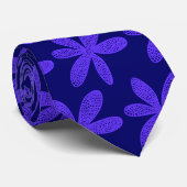 Hübsche Blume - tiefe azurblauer auf Deep Navy Blu Krawatte (Gerollt)