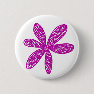 Hübsche Blume - Tiefe Violette auf Weiß Button