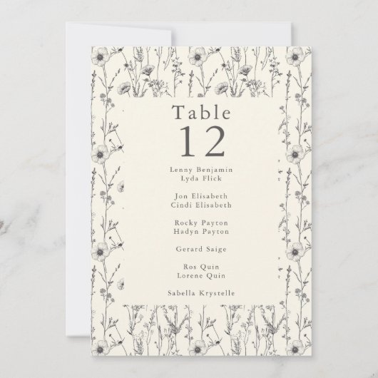 Hübsche Blume Tischnummer Platzkarte (Rückseite)