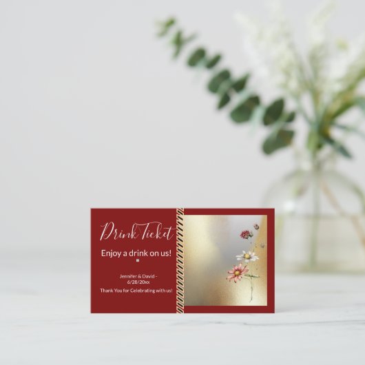 Hübsche Blume Trinkscheineintrittskarte Begleitkarte (Stehend Vorderseite)