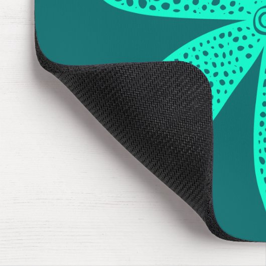 Hübsche Blume - Türkis auf Moss Green Mousepad (Ecke)