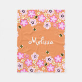 Hübsche Blume und Bienenflockendecke Fleecedecke (Vorderseite)