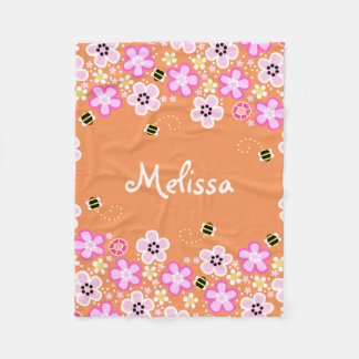 Hübsche Blume und Bienenflockendecke Fleecedecke