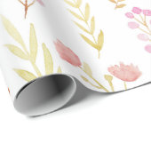 Hübsche Blume und Blätter Girl Baby Dusche Geschenkpapier (Rolleneckpunkt)