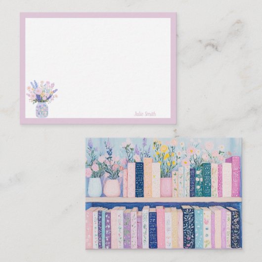 Hübsche Blume und Bücher Mitteilungskarten (Vorne/Hinten)