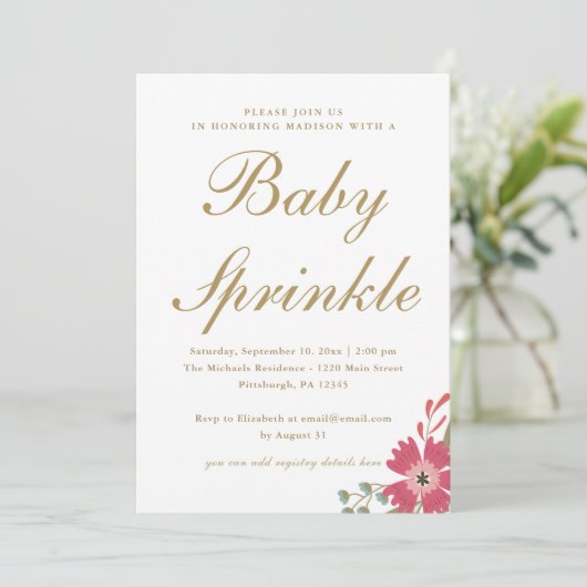 Hübsche Blume und Minze Green Baby Sprinkle Einladung (Stehend Vorderseite)