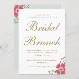Hübsche Blume und Minze Green Bridal Brunch Einladung