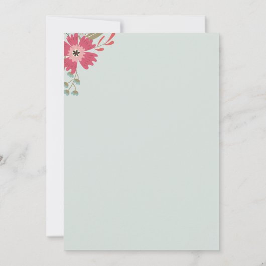 Hübsche Blume und Minzgrün-Überraschungs-Party Einladung (Rückseite)