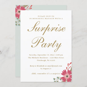 Hübsche Blume und Minzgrün-Überraschungs-Party Einladung