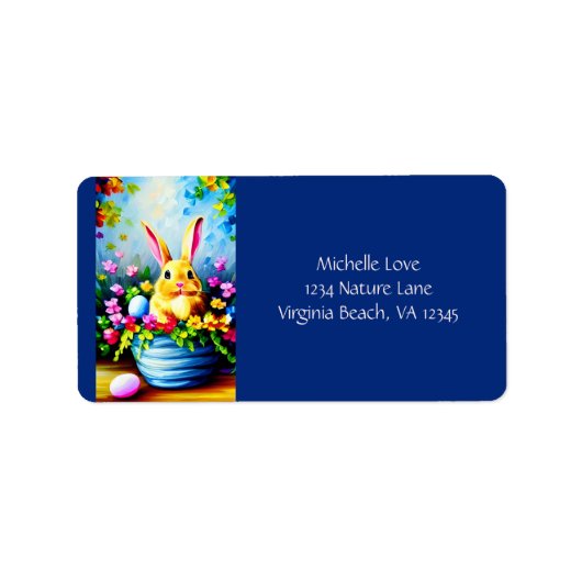 Hübsche Blume und Niedliche Osternadresse Adressaufkleber (Vorne)