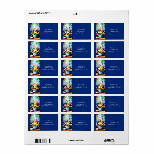 Hübsche Blume und Niedliche Osternadresse Adressaufkleber (Vorne)