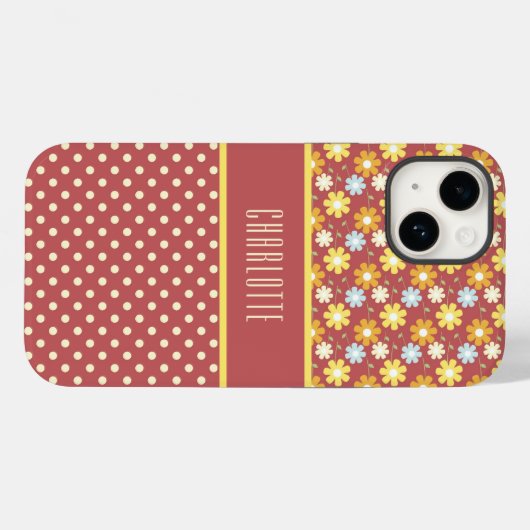 Hübsche Blume und Polka Dots - Fall Case-Mate iPhone Hülle (Rückseite (Horizontal))