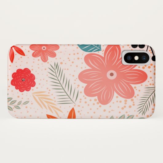 Hübsche Blume und Punkte Case-Mate iPhone Hülle (Rückseite (Horizontal))