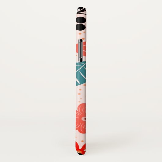 Hübsche Blume und Punkte Case-Mate iPhone Hülle (Hinten/Rechts)