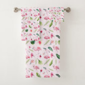 Hübsche Blume und rosa Flamingo Badhandtuch Set (Insitu)