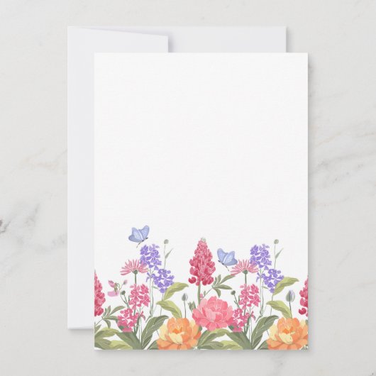 Hübsche Blume und Schmetterlinge Hochzeit Save The Date (Rückseite)