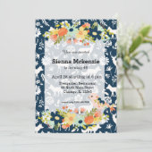 Hübsche Blume und Vögel Einladung (Stehend Vorderseite)