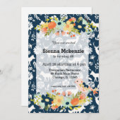 Hübsche Blume und Vögel Einladung (Vorne/Hinten)
