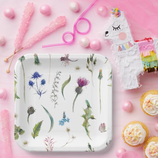 Hübsche Blume Verdunkelung des Dragonfly-Designs Pappteller (Party)