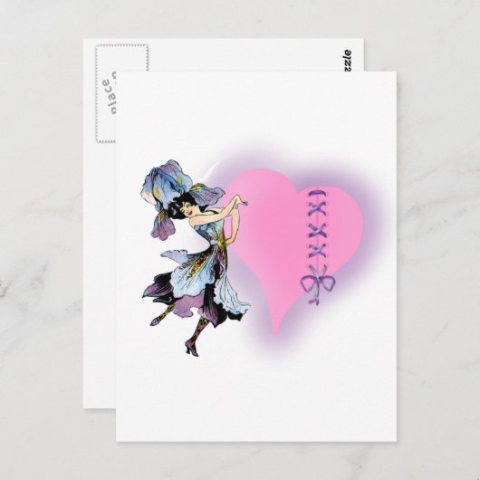 Hübsche Blume Vintages Herz - anpassen Postkarte (Vorne/Hinten)