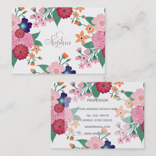 Hübsche Blume Visitenkarte (Vorne/Hinten)