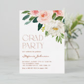 Hübsche Blume Wasserfarbe Garden Graduierungsparty Folieneinladung (Stehend vorne)
