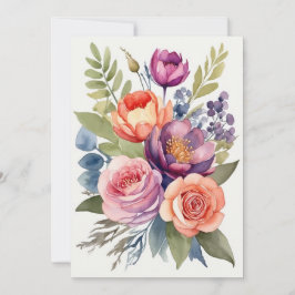 Hübsche Blume Wasserfarben Blumensorte Bouquet Feiertagskarte