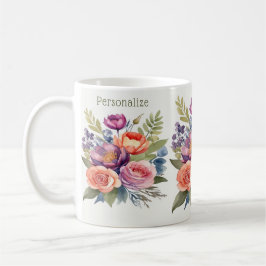 Hübsche Blume Wasserfarben Blumensorte Bouquet Kaffeetasse