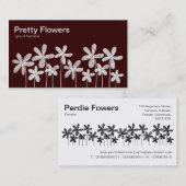 Hübsche Blume - weiß auf braun (abwechselnd) Visitenkarte (Vorne/Hinten)