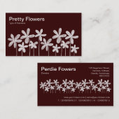 Hübsche Blume - Weiß auf Dunkelbraun Visitenkarte (Vorne/Hinten)