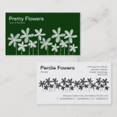 Hübsche Blume - Weiß auf dunkelgrün (abwechselnd) Visitenkarte (Vorne/Hinten)