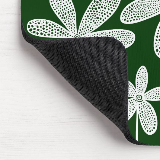 Hübsche Blume - Weiß auf dunkelgrün Mousepad (Ecke)
