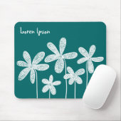 Hübsche Blume - Weiß auf Grün 00666 Mousepad (Mit Mouse)
