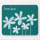 Hübsche Blume - Weiß auf Grün 00666 Mousepad (Vorne)