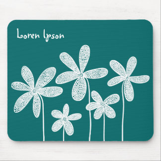 Hübsche Blume - Weiß auf Grün 00666 Mousepad