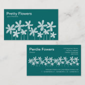 Hübsche Blume - Weiß auf Grün 00666 Visitenkarte (Vorne/Hinten)