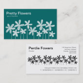 Hübsche Blume - Weiß auf Grün (Wechselnd) Visitenkarte (Vorne/Hinten)