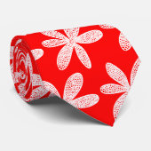 Hübsche Blume - weiß auf rot Krawatte (Gerollt)