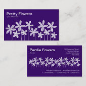 Hübsche Blume - White on Deep Lila Visitenkarte (Vorne/Hinten)