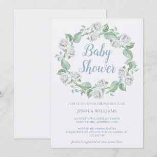 Hübsche Blume White Roses Kinderdusche Einladung