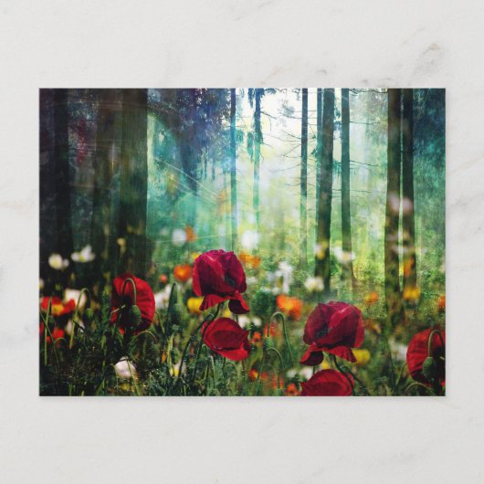 Hübsche Blume Wiese im Fantasy-Wald Postkarte (Vorderseite)
