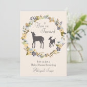 Hübsche Blume Wreath and Deer Baby Dusche einladen Einladung (Stehend Vorderseite)