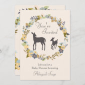 Hübsche Blume Wreath and Deer Baby Dusche einladen Einladung (Vorne/Hinten)