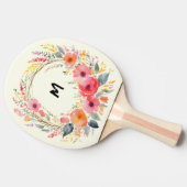 Hübsche Blume Wreath Mit Monogramm Blumengestein Tischtennis Schläger (Seitenansicht)