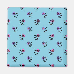 Hübsche Blumen auf blauem Hintergrund Magnet