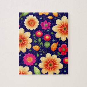 Hübsche Blumen Blumen Farbige Blumen Puzzle