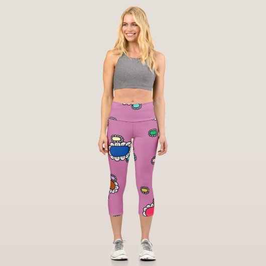 hübsche Blumen Capri Leggings (Vorderseite)