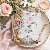 Hübsche Blumen-Collage zum 21. Geburtstag Einladung