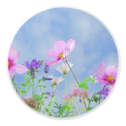 Hübsche Blumen-empfindliche Farben Keramikknauf (Vorderseite)