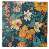 Hübsche Blumen, Gelb und Orange Fliese (Vorderseite)